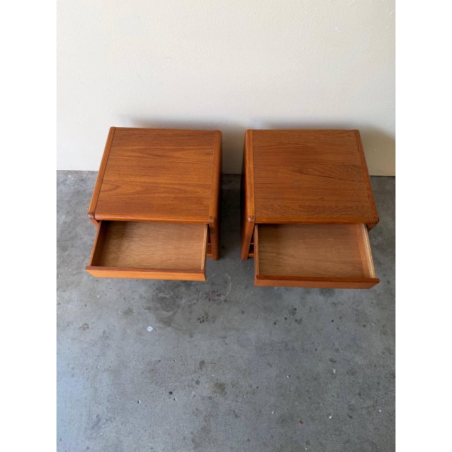 Mid 20th Century Mid 20th Century Scandinavian Teak Nightstands Bedside Tables W Drawer Shelf, 2 Pieces For Sale - Image 5 of 10