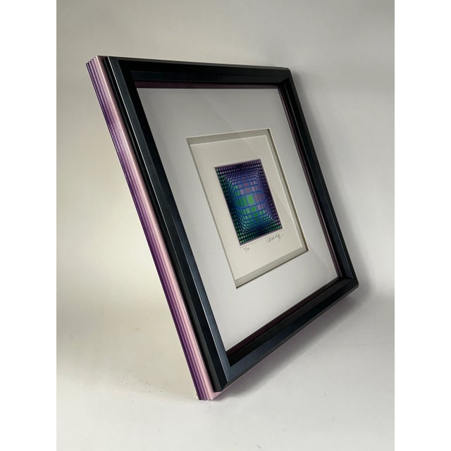 Victor Vasarely Late 20th Century Silkscreen Opp Art Lithograph Signed and Numbered by Victor Vasarely, Framed For Sale - Image 4 of 5
