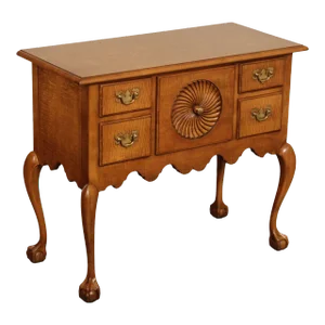 Late 20th Century Baker Furniture Chippendale Style Tiger Maple Lowboy