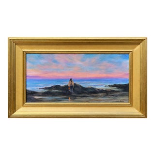 Dennis Sheehan “Shore Stroll, Evening” Original Tonalist Coastal Oil Painting For Sale