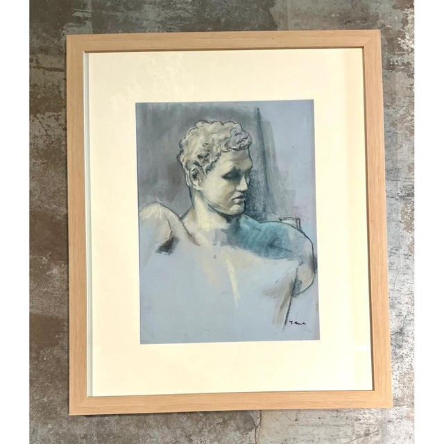 Vintage Framed Classical Bust Study on Paper For Sale In West Palm - Image 6 of 12
