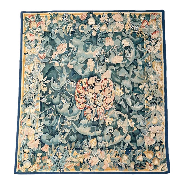 Early 21st Century Vintage Flemish Style Floral Verdure Tapestry For Sale