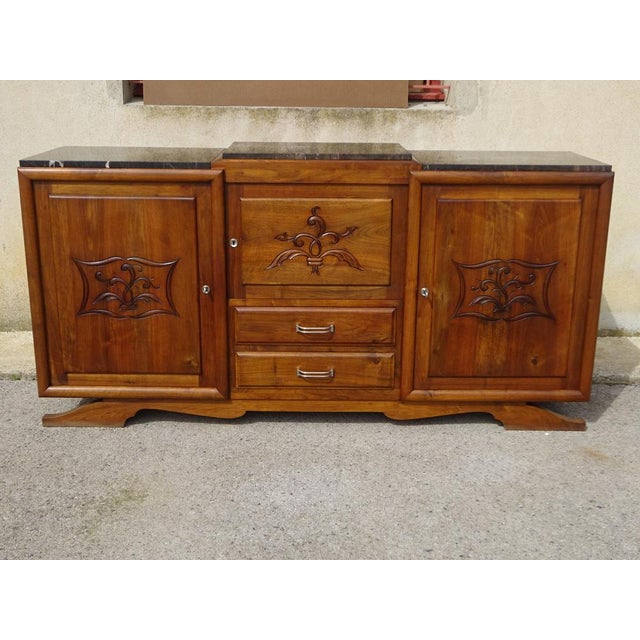 1950s Large Sideboard in Walnut and Black Marble, 1950s For Sale - Image 5 of 18