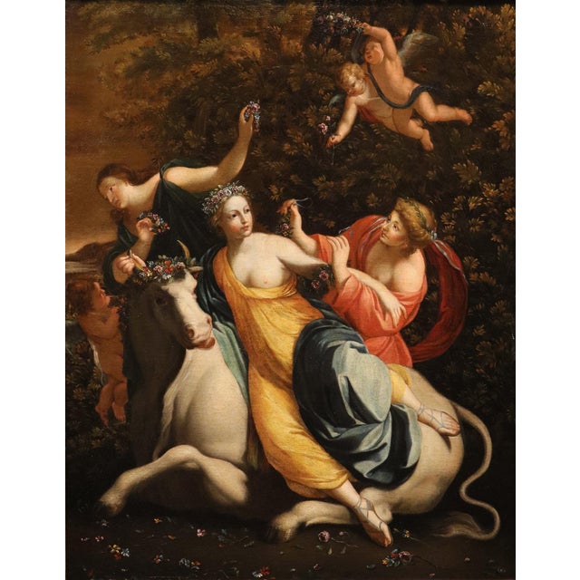 Follower of Simon Vouet, Nude The Rape of Europa, 18th Century Oil Painting on Canvas, Framed For Sale - Image 16 of 16