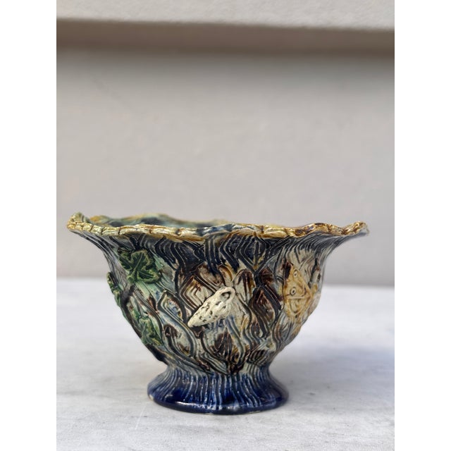 Small French Majolica Palissy Cache Pot Thomas Sergent For Sale - Image 4 of 7