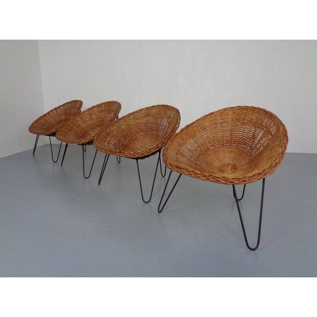 Mid-Century Modern Mid-Century Bamboo Chairs attributed to Janine Abraham and Dirk Jan Rol, France, Set of 4 For Sale - Image 3 of 17