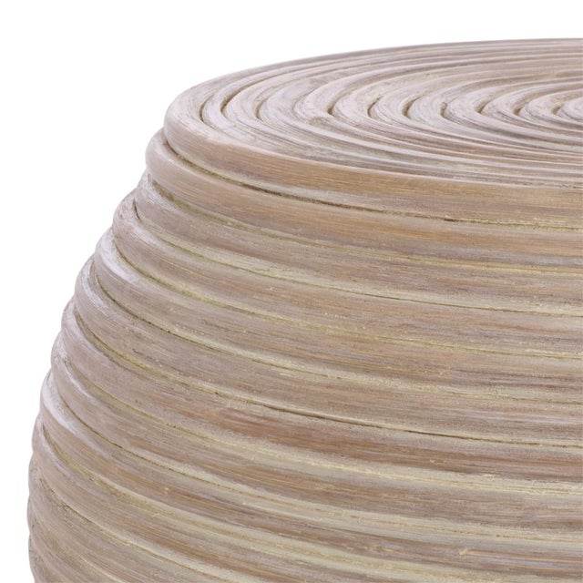 Spritely Home Hilario Rattan Round Accent Table in Grey White Wash For Sale - Image 4 of 6