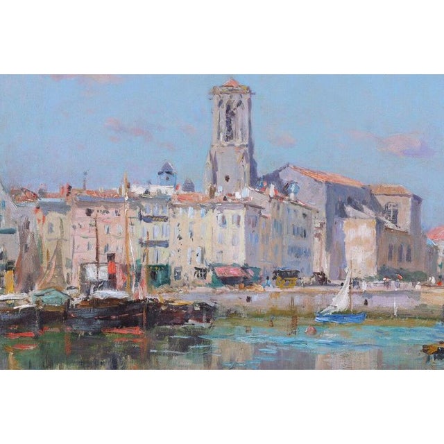 Edmond Marie Petitjean, French Impressionist Harbour Scene, Oil on Canvas, Framed For Sale - Image 4 of 8