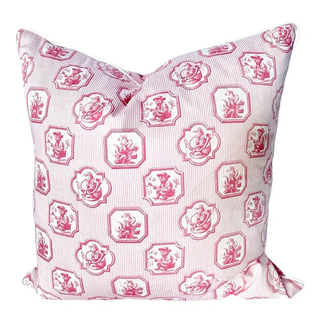 Vintage Animals With Musical Instruments Pillow For Sale