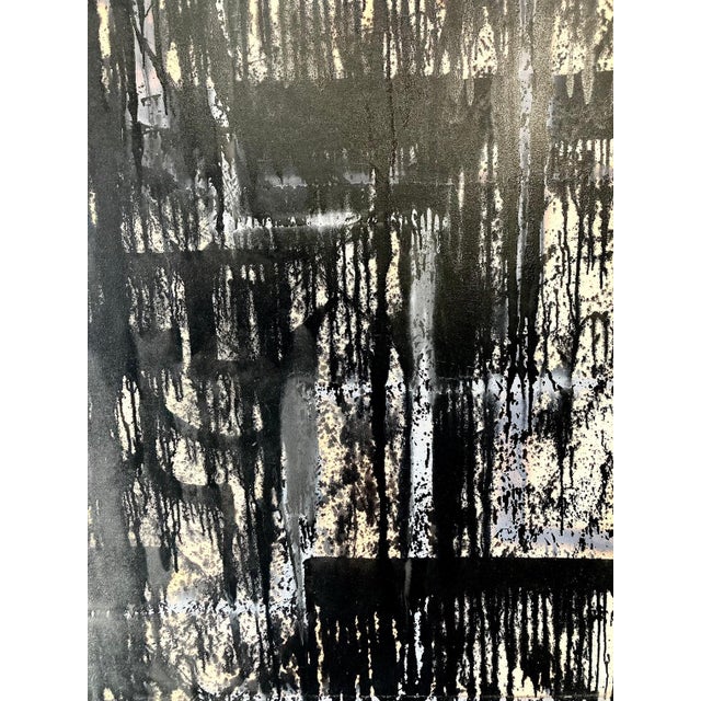 Vintage Mid Century Large Original Abstract Brutalist Modern Painting For Sale - Image 9 of 9