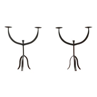Brutalist Wrought Iron Candleholders, 1960s, Set of 2 For Sale