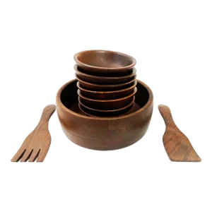 Ozark Walnutware Handturned Walnut Wood Serving Bowl Set - 11 Pieces