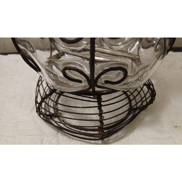 Late 19th Century Antique French Pedestal Urn Caged Glass Twisted Wire Vase Late 19th Century For Sale - Image 5 of 11