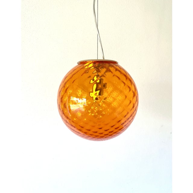 Orange Murano Glass Baloton Pendant Lamp, 1980s For Sale - Image 11 of 17