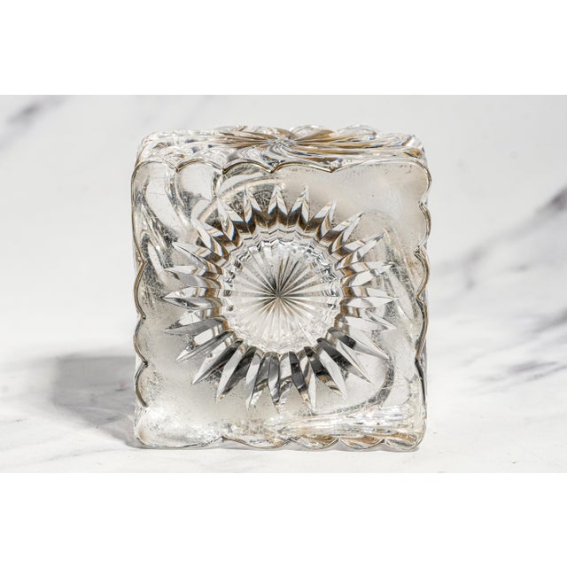 Magnificent Antique Victorian Sterling Silver Repoussé Floral & Swirl Crystal Desk Paperweight Inkwell Luxury Home Decor For Sale - Image 13 of 14