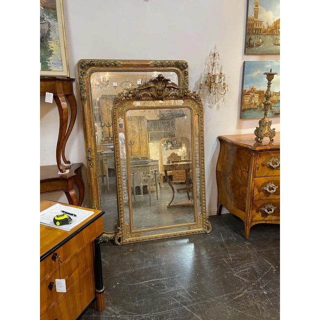 Gold 19th Century French Louis XVI Style Giltwood and Etched Glass Mirror For Sale - Image 8 of 9