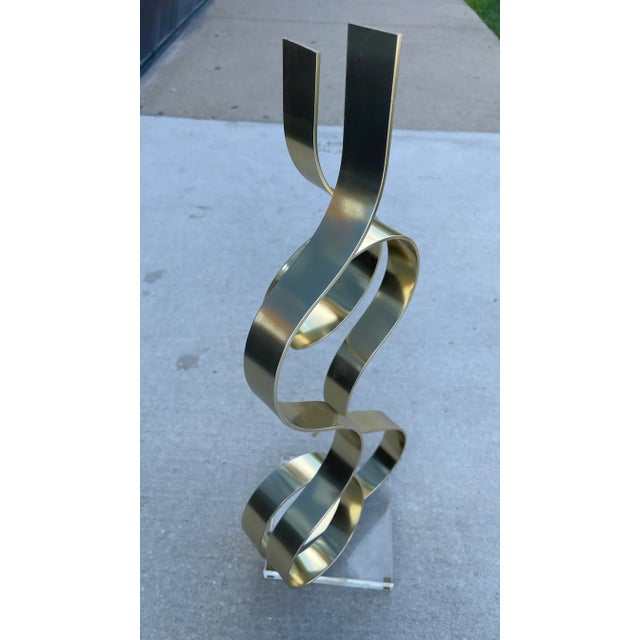 Vintage 1981 Dan Murphy Ribbon Sculpture on a lucite base