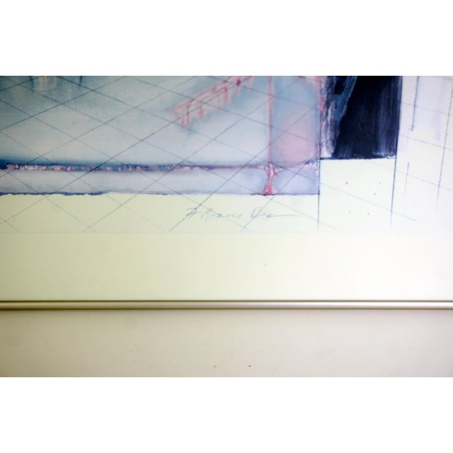 1980s Abstract "Moonrise" Framed Mixed Media Artwork by Bruce Dow For Sale - Image 5 of 6