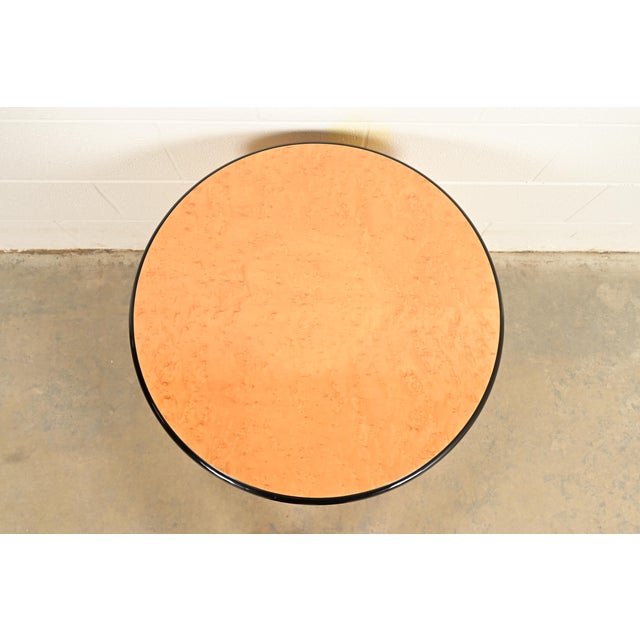 Milo Baughman Style Birdseye Maple Drum Side Table by Henredon For Sale - Image 9 of 12
