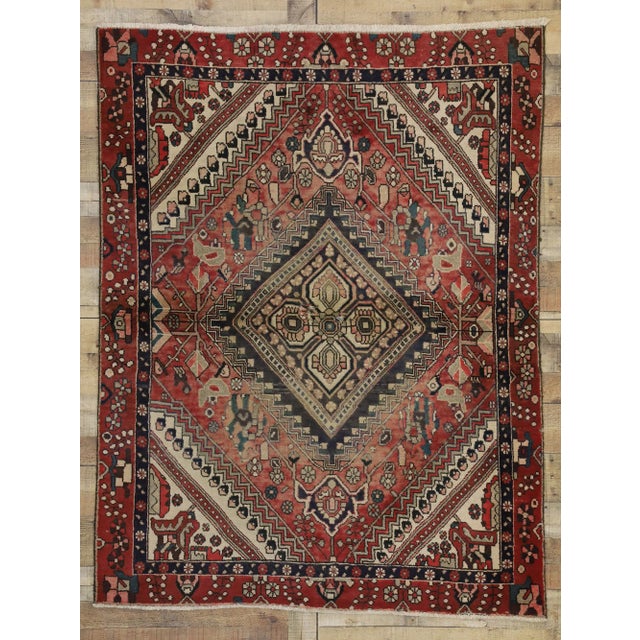 Vintage Persian Shiraz Rug - 04'09 X 06'02 For Sale In Dallas - Image 6 of 7