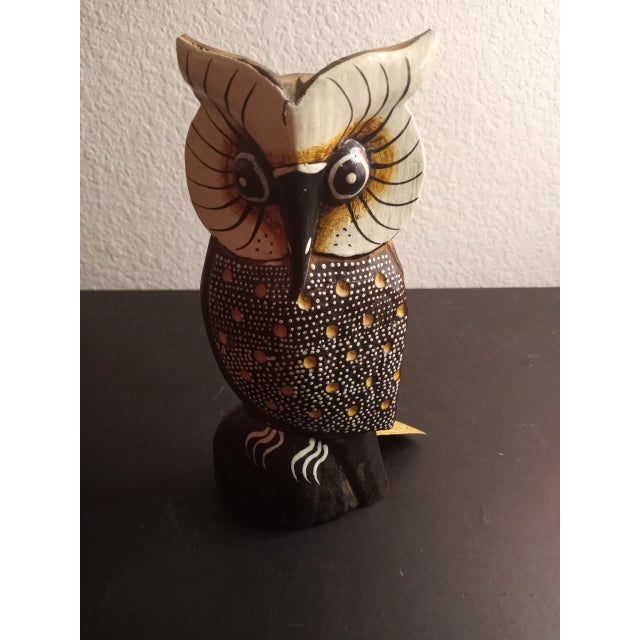 This is a Handcarved Wood 8" Owl Figurine from Indonesia. Procured at auction BOX 4