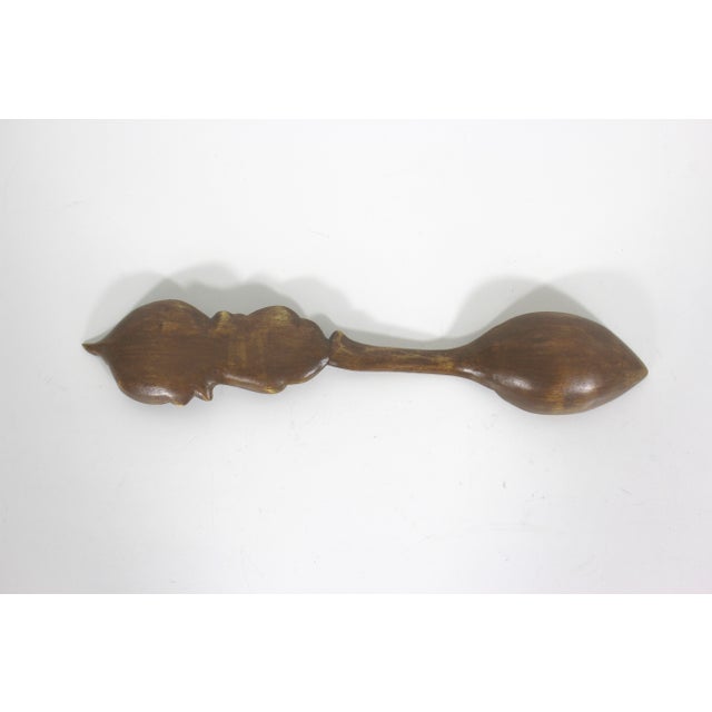Wood Hand Carved Wood Spoon Folk Art Treen Welsh Love Spoon For Sale - Image 7 of 8