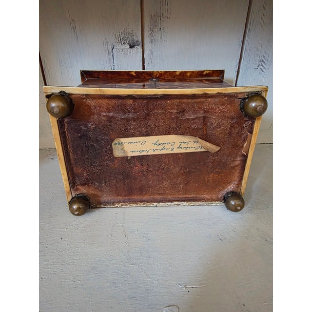 Antique English Faux Tortoiseshell Tea Caddy For Sale - Image 4 of 15