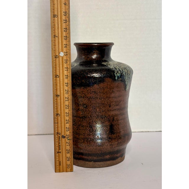1970s Tanba-Yaki Stoneware Vase With Ash-Glaze Drips, Japan, C. 1970 For Sale - Image 5 of 6