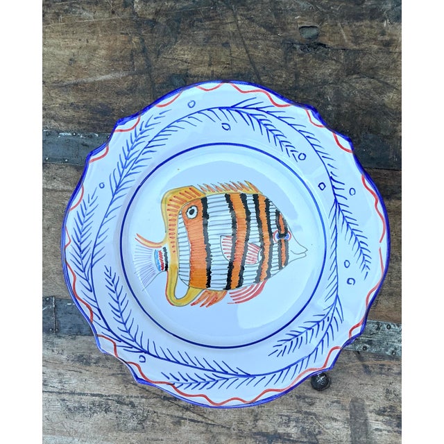 Vintage Italian Hand Painted Fish Plates - Set of 12 For Sale - Image 10 of 12