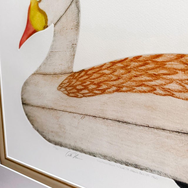 Cabin 1960s Framed and Matted Arthur Nevin Snow Goose Decoy Etching Print For Sale - Image 3 of 6