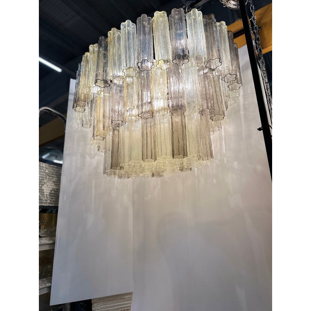 2020s Contemporary Oval Champagne E Fumè “Tronchi” Murano Glass Chandelier For Sale - Image 5 of 6