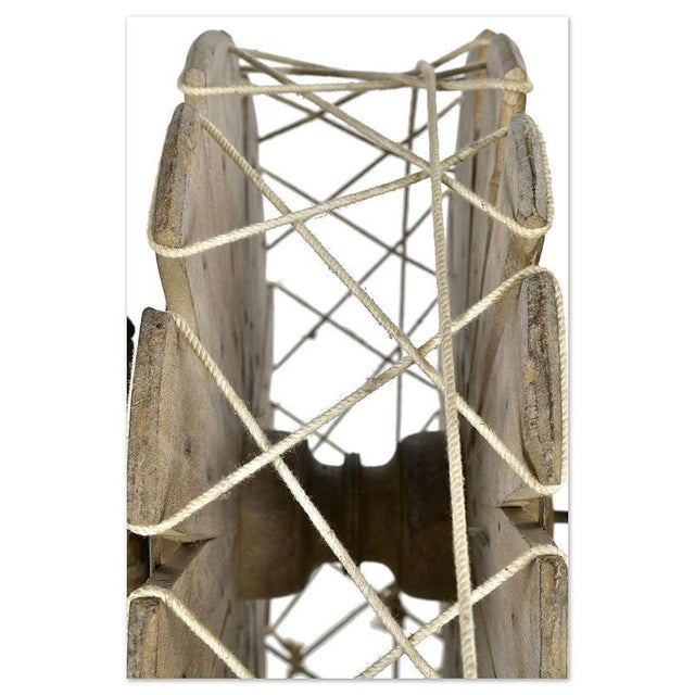 Wood Indian Spinning Loom in Carved Wood For Sale - Image 7 of 8