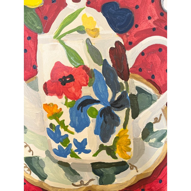 Iris Tea, Original Oil Painting by Molly Mansfield For Sale - Image 4 of 4