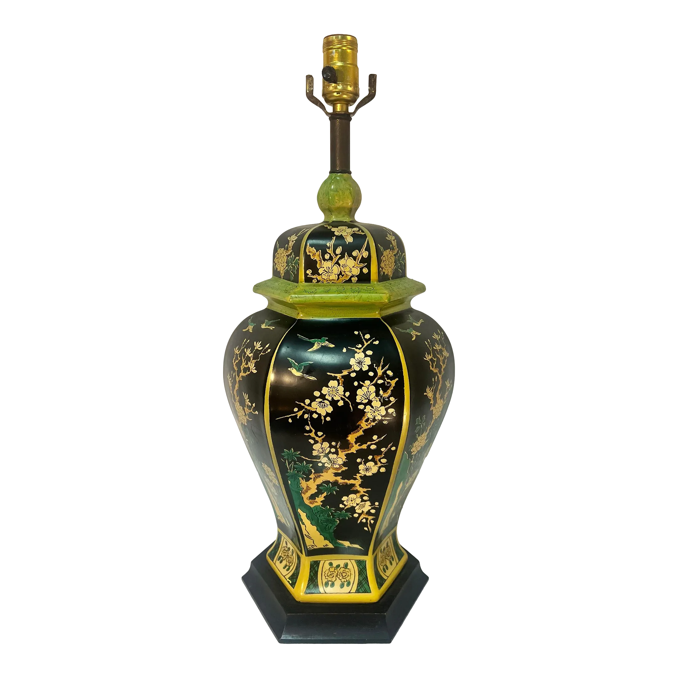 1970s Hand-Painted Hexagonal 