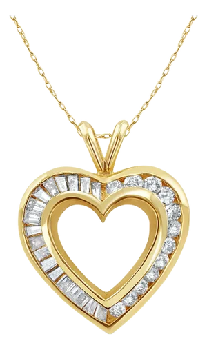 Diamond Heart Shaped Necklace 1.20cttw 14k Yellow Gold 16"