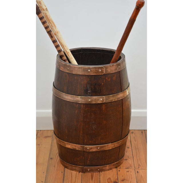 Victorian Country House Coopered Barrel Umbrella Stand in Oak, 1870 For Sale - Image 3 of 15