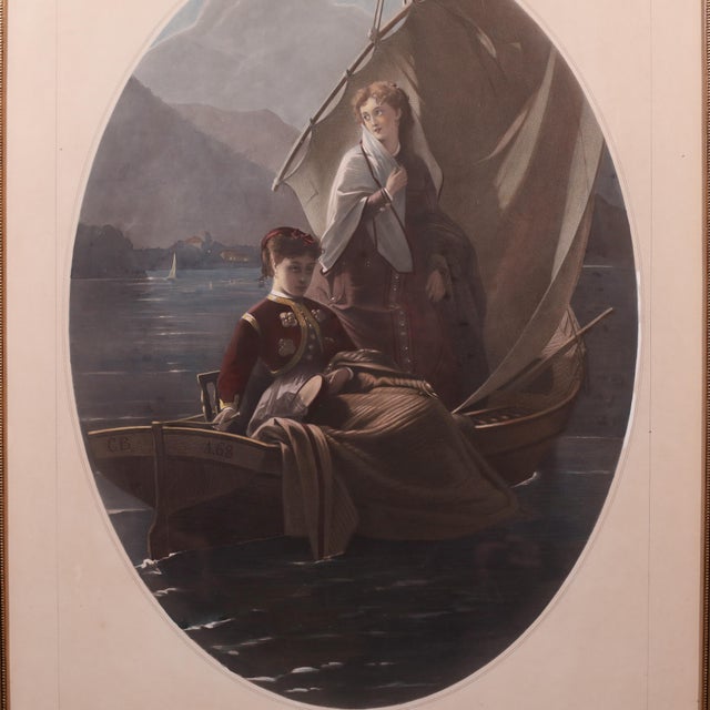 A large 19th-century French mezzotint engraving titled Le Lac, engraved by Pierre Cottin (1823–1886) after a painting by...