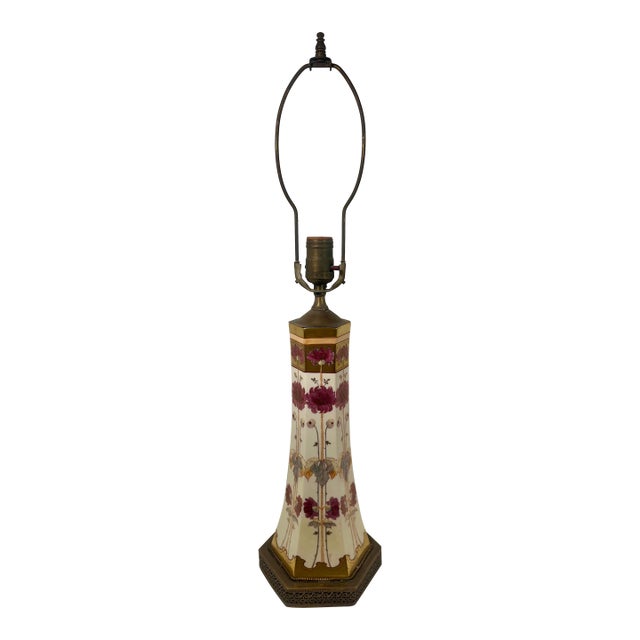 Circa 1905-1910 Antique Pickard Hand-Painted Porcelain Table Lamp by Max Klipphahn For Sale