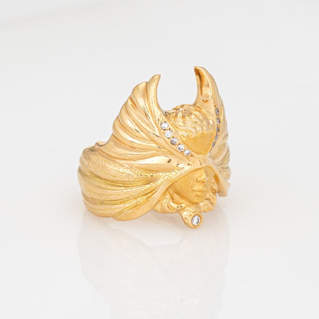 Mid 20th Century Carrera Y Carrera Masked Angel Ring Diamond 18k Gold Sz 6.75 Signed Jewelry For Sale - Image 4 of 7