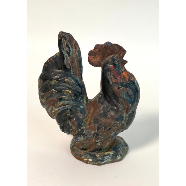 Metal Antique French Cast Iron Rooster Doorstop For Sale - Image 7 of 7