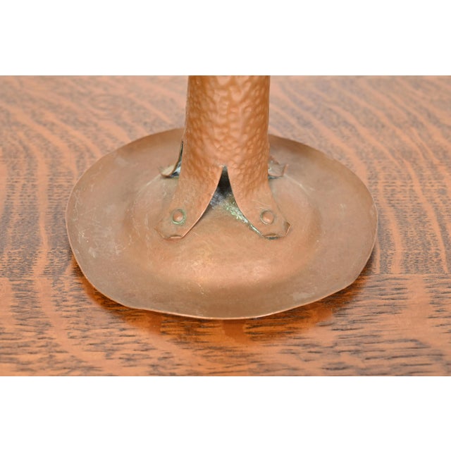 Antique Stickley Style Arts & Crafts Hammered Copper Candlestick, Circa 1900 For Sale - Image 10 of 13
