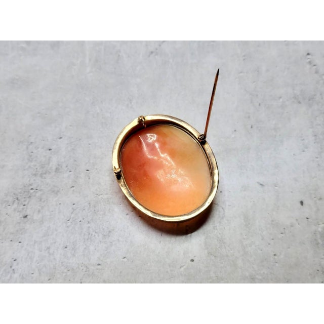 Gold Antique Victorian Shell Cameo Athena Gold Brooch Pendant, Circa 1860-1880 For Sale - Image 8 of 9