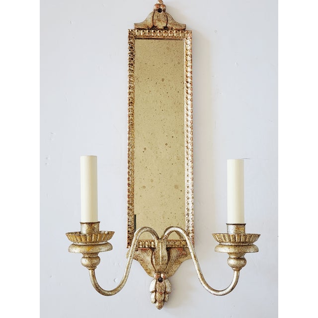 Vaughan Vaughan Designs Antique Silver Mirrored Wall Sconces-a Pair For Sale - Image 4 of 16
