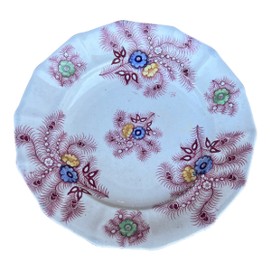 A Nice Antique Staffordshire "Feather" Pattern Red Transfer Decorated Plate, Circa 1830's