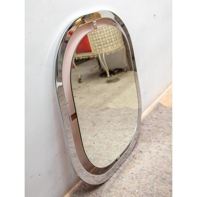 Mid-Century Modern Wall Mirror attributed to Belgo Chrome, Belgium, 1970 For Sale - Image 6 of 9