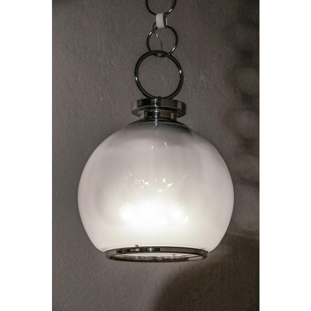 Mid-Century Modern Mid-Century Italian Space Age Pendant Lamp in Glass and Steel from Mazzega, 1970s For Sale - Image 3 of 14