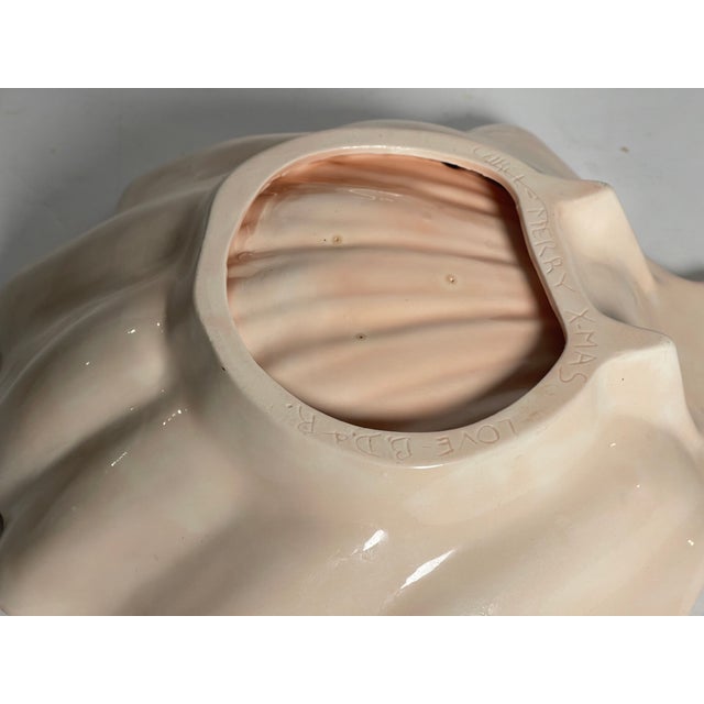 1960s Coastal Shell Shaped Majolica Bowl Signed For Sale In Miami - Image 6 of 6