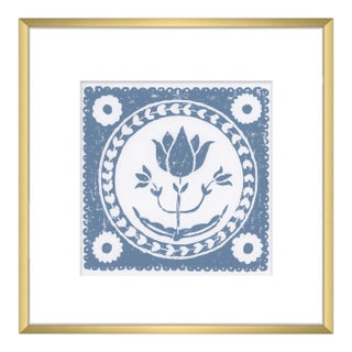 12x12" Framed Cornflower Blue and White Tulip Flower Art Print Botanical Wall Decor For Sale