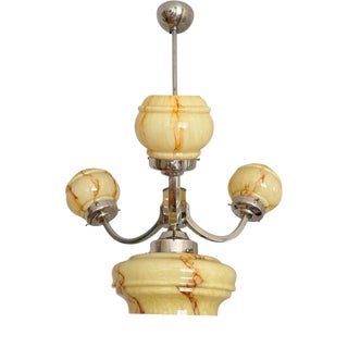 Vintage Three-Armed Nickel Plated Chandelier, 1920s For Sale