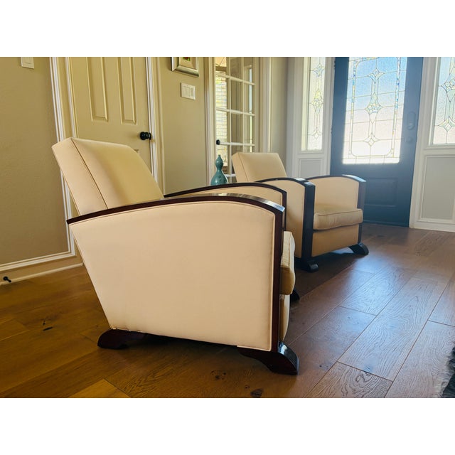 Yellow 1930s French Art Deco Bentwood Arm Club Chairs in Cream Leather - A Pair For Sale - Image 8 of 18